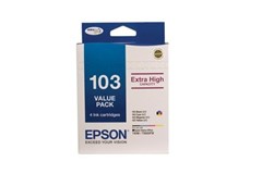 EPSON C13T103592 EPSON 103 VALUE PACK INC BLACK MAG CYAN YELLOW (C13T103592 EPA3592 1161281 T103592) Unavailable